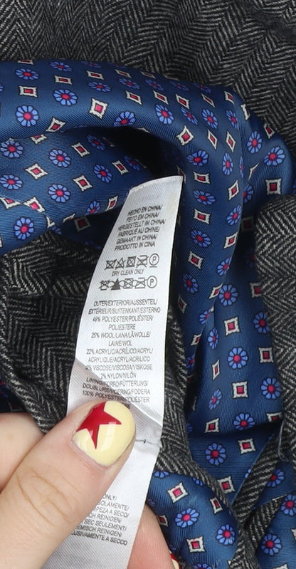 Cedar Wood State Men’s Grey Herringbone Wool Blend Slim Fit Blazer L