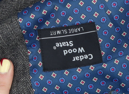 Cedar Wood State Men’s Grey Herringbone Wool Blend Slim Fit Blazer L