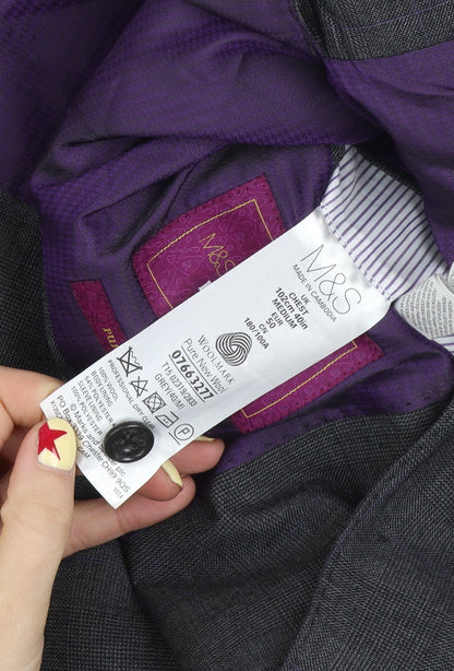 Marks and Spencer Men's Grey Wool Blazer Jacket Medium 40in Classic Fit