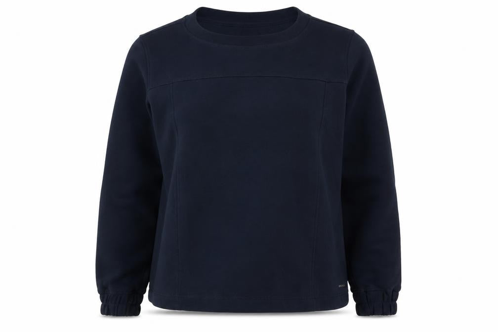 Front view of Mondetta Women's Navy Pullover Sweatshirt Medium Polyester Cotton Blend
