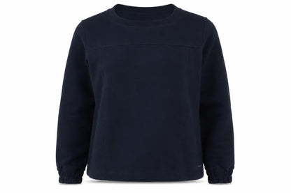 Front view of Mondetta Women's Navy Pullover Sweatshirt Medium Polyester Cotton Blend