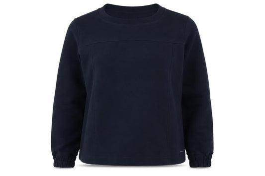 Front view of Mondetta Women's Navy Pullover Sweatshirt Medium Polyester Cotton Blend