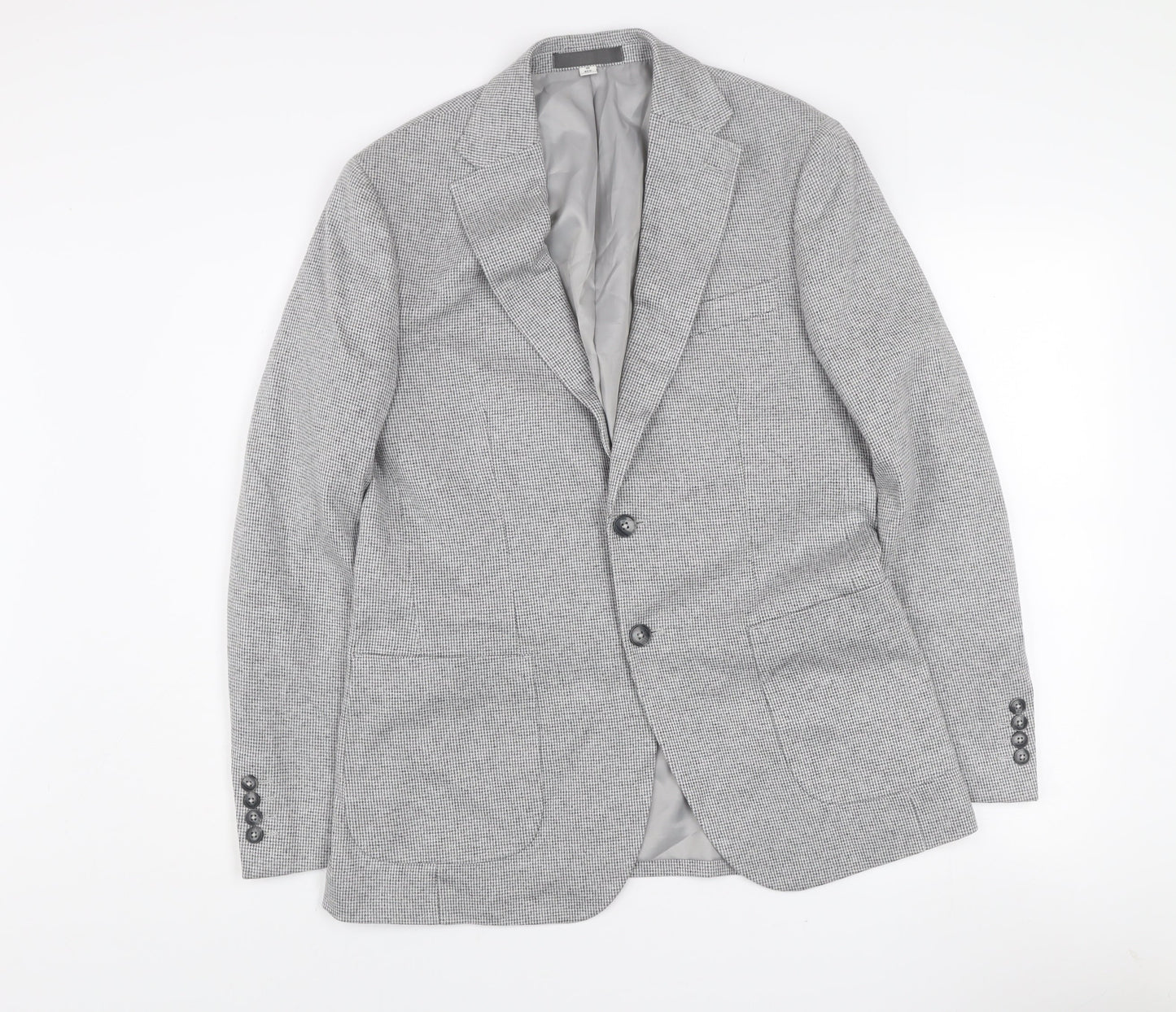 Marks and Spencer Men’s Grey Check Blazer Jacket 38R Cotton Blend