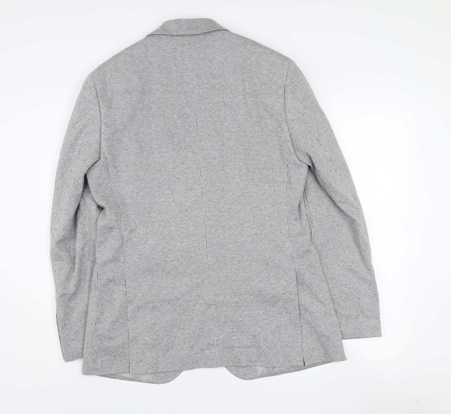 Marks and Spencer Men’s Grey Check Blazer Jacket 38R Cotton Blend