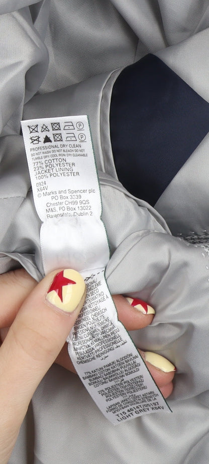 Marks and Spencer Men’s Grey Check Blazer Jacket 38R Cotton Blend