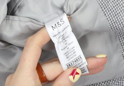 Marks and Spencer Men’s Grey Check Blazer Jacket 38R Cotton Blend