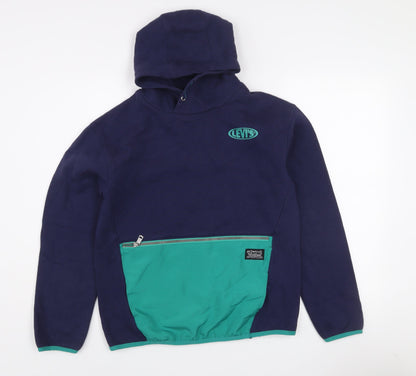 Levi's Boys Navy & Green Pullover Hoodie 14 Years 164cm Cotton Blend