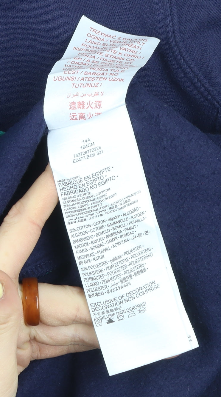 Levi's Boys Navy & Green Pullover Hoodie 14 Years 164cm Cotton Blend