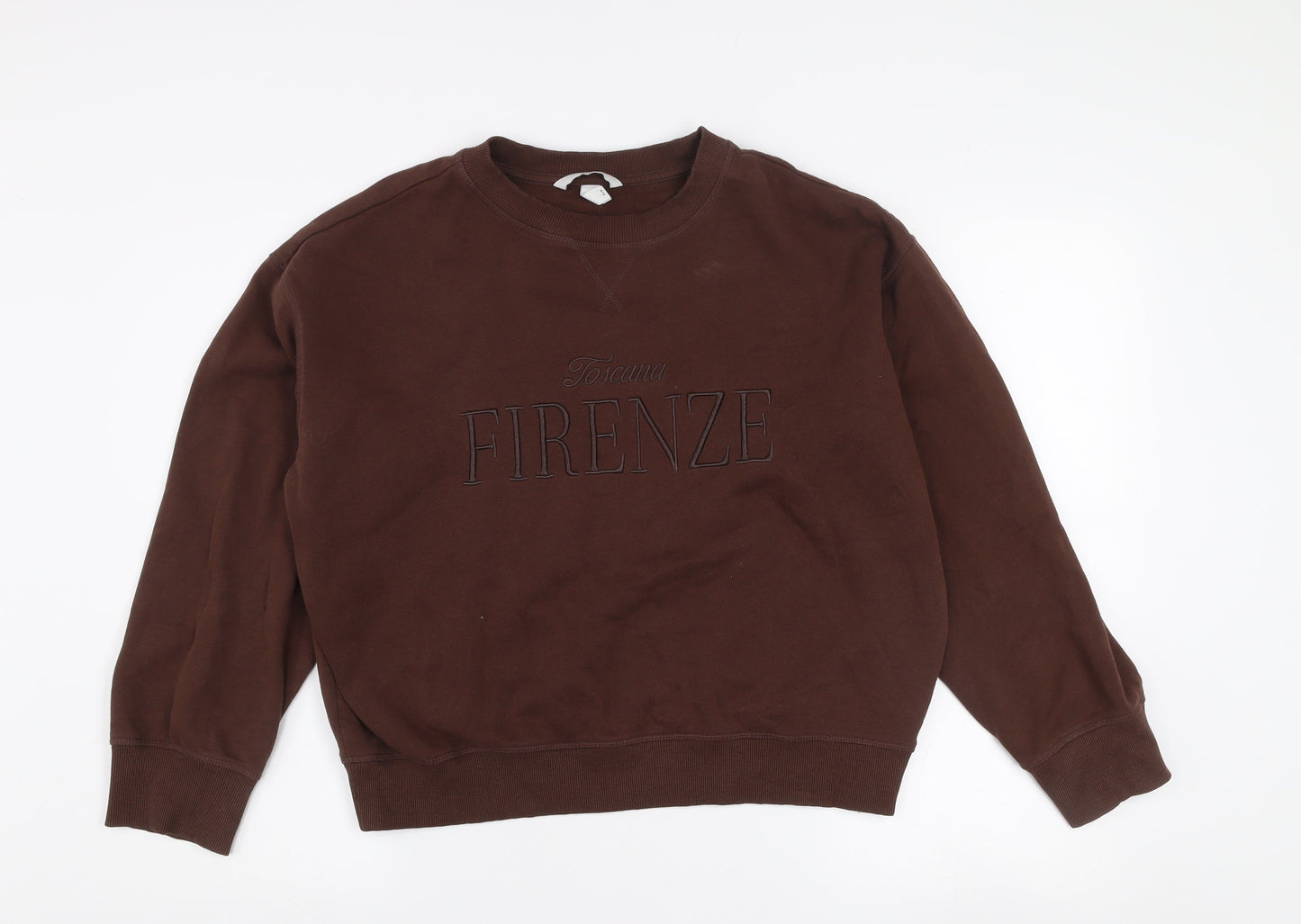 H&M Women Brown Pullover Sweatshirt Size S Toscana Firenze Graphic