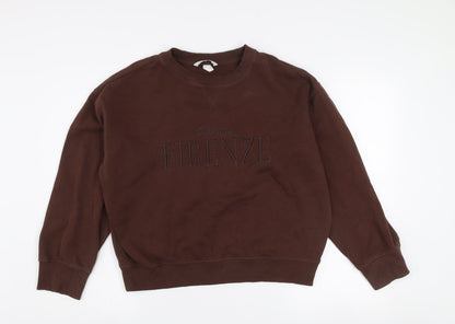 H&M Women Brown Pullover Sweatshirt Size S Toscana Firenze Graphic