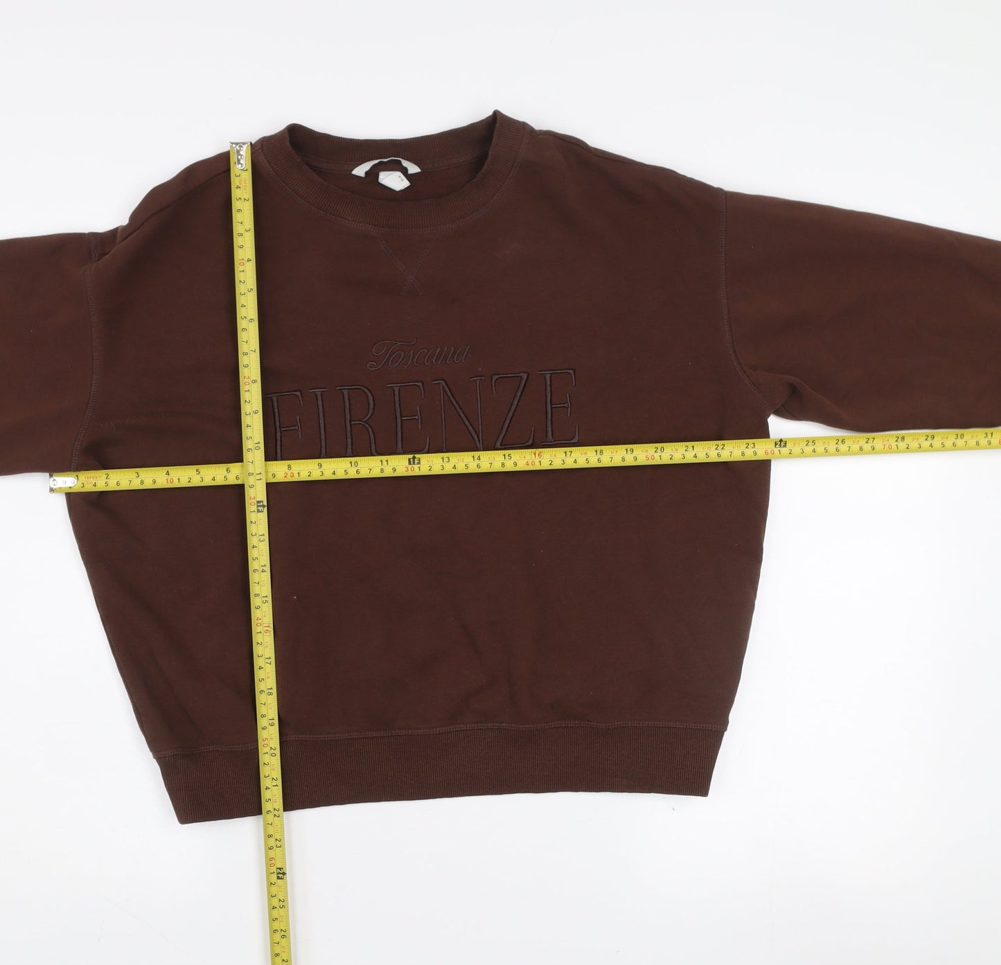 H&M Women Brown Pullover Sweatshirt Size S Toscana Firenze Graphic