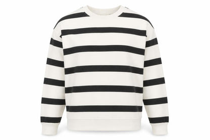 H&M Womens Ivory & Black Striped Pullover Sweatshirt XS Cotton Blend