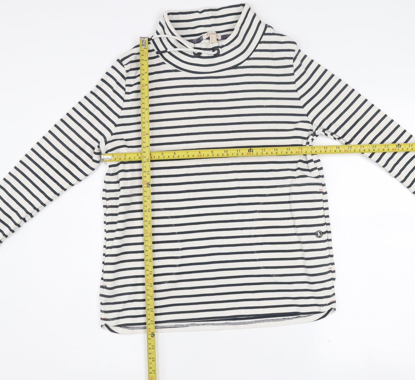Barbour Women's Navy Stripe Cotton Pullover Sweatshirt Size 8