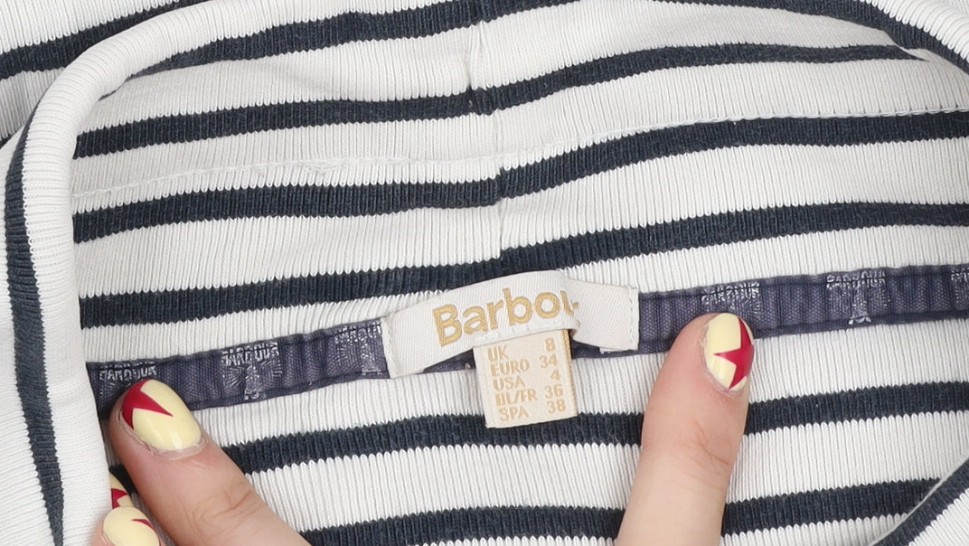 Barbour Women's Navy Stripe Cotton Pullover Sweatshirt Size 8