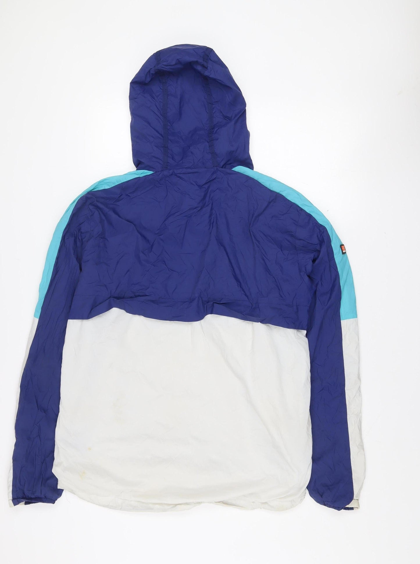 Superdry Men's Blue Windbreaker Jacket Size L Hooded Colourblock Sportswear