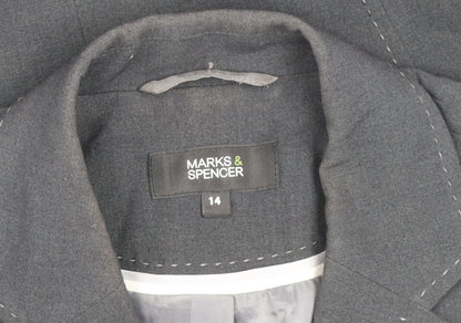 Marks and Spencer Womens Grey Size 14 Tailored Blazer Jacket
