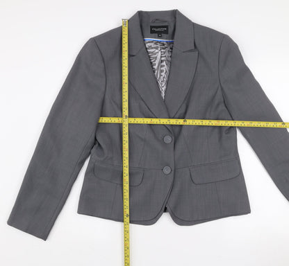 Debenhams Women Grey Size 16 Tailored Two-Button Suit Jacket