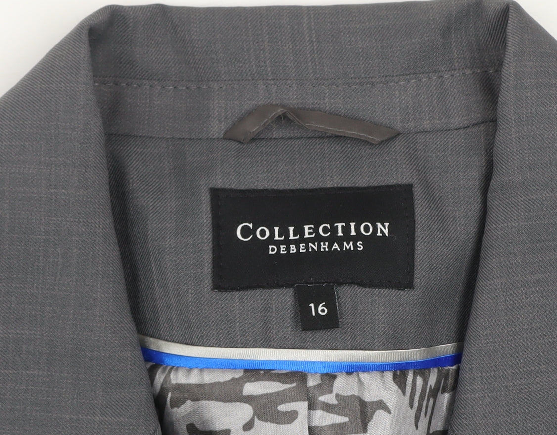 Debenhams Women Grey Size 16 Tailored Two-Button Suit Jacket
