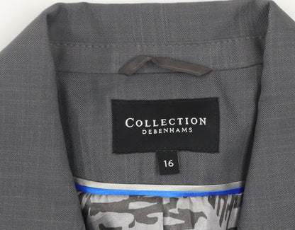 Debenhams Women Grey Size 16 Tailored Two-Button Suit Jacket