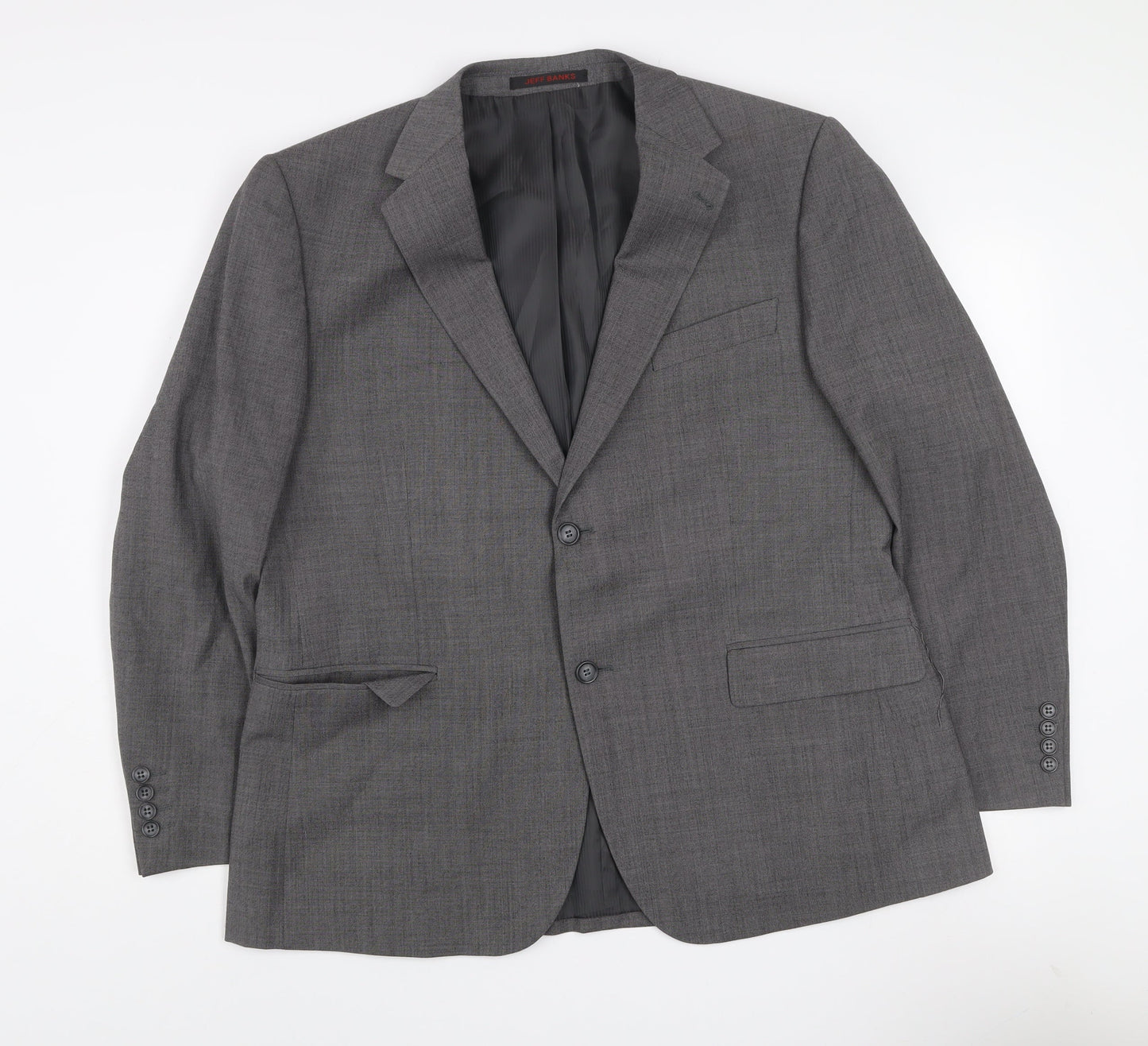 Jeff Banks Mens Grey Wool Blend Travel Plus Blazer Jacket 44 Short