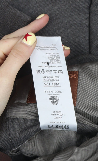 Marks and Spencer Men’s Grey Wool Blazer Jacket Medium 40in Classic Fit