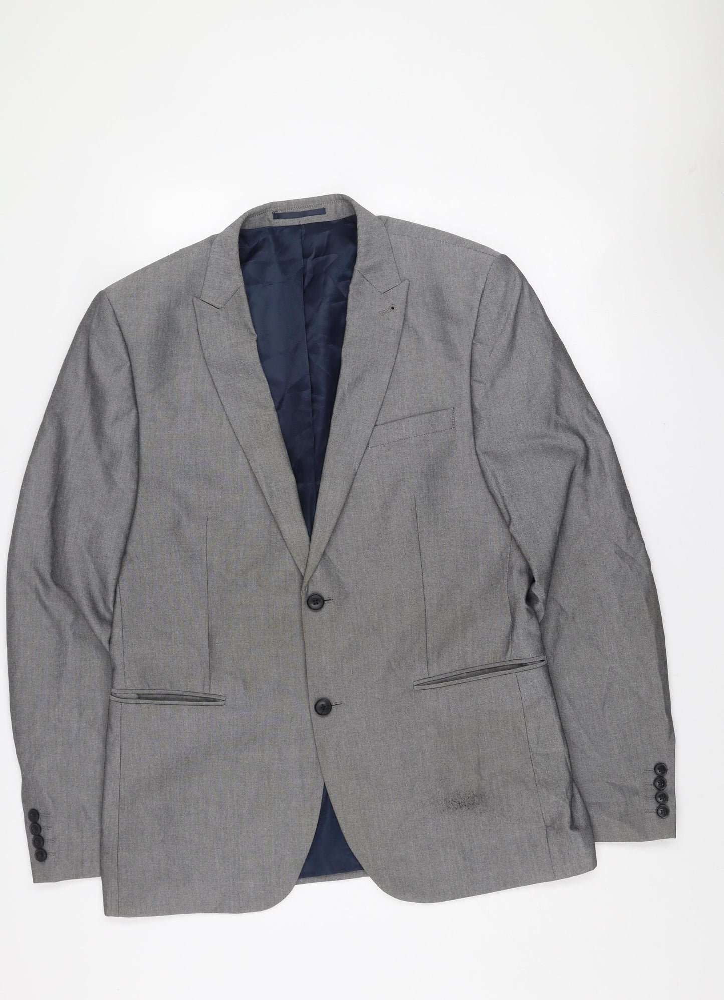 Next Men's Grey 42 Long Single-Breasted Blazer Jacket