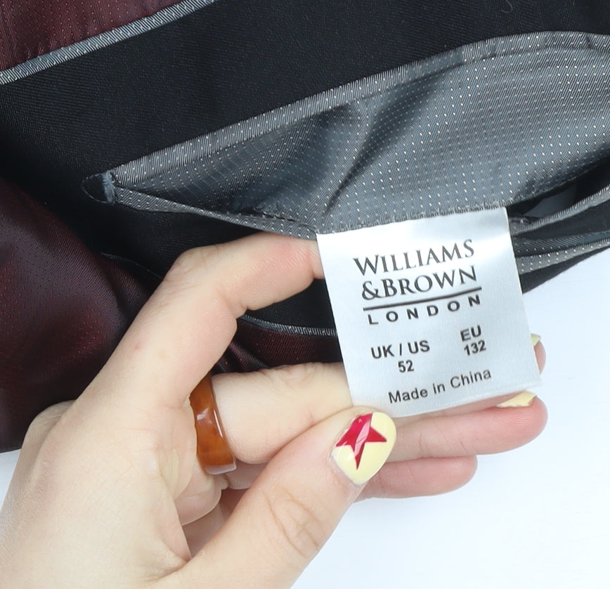 Williams & Brown London Men's Black Regular Fit Two-Button Blazer Jacket Size 52