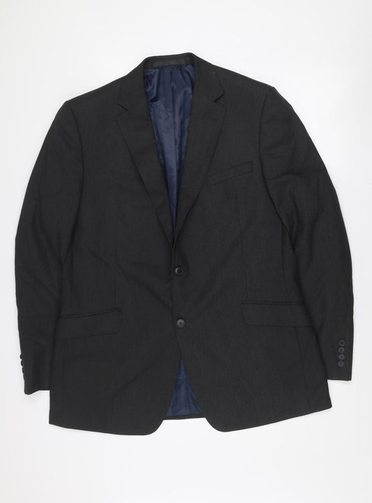 Marks and Spencer Men's Grey 44L Slim Fit Wool Blend Blazer Jacket