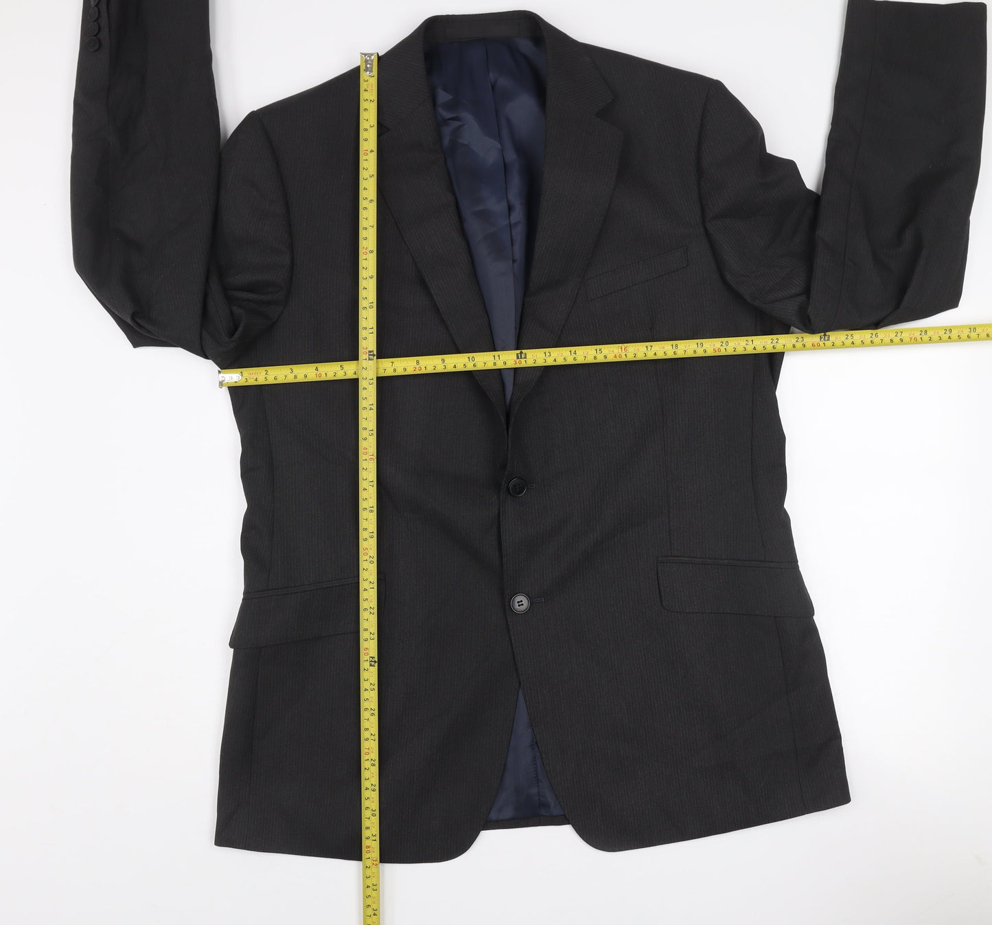 Marks and Spencer Men's Grey 44L Slim Fit Wool Blend Blazer Jacket