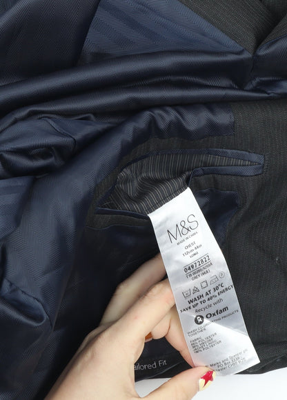 Marks and Spencer Men's Grey 44L Slim Fit Wool Blend Blazer Jacket