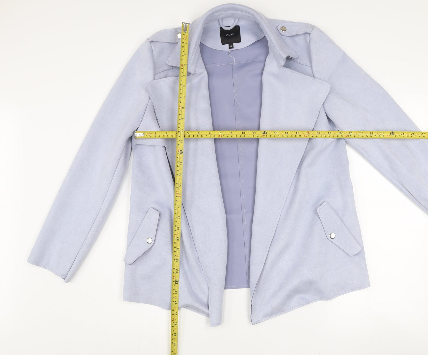 Next Women Blue Size 12 Regular Fit Notch Lapel Tailored Blazer