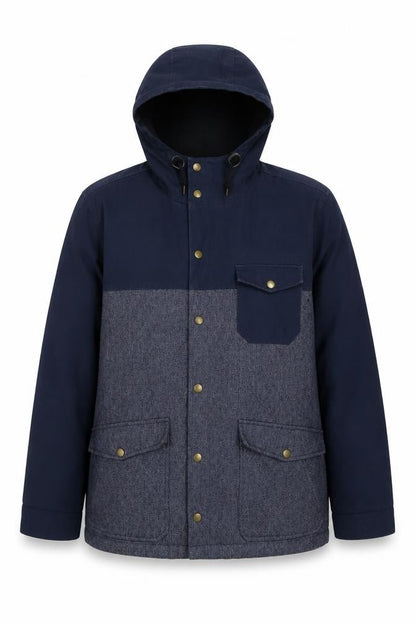 Topman Men’s Blue Hooded Parka Jacket L Cotton Blend