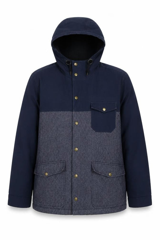 Topman Men’s Blue Hooded Parka Jacket L Cotton Blend