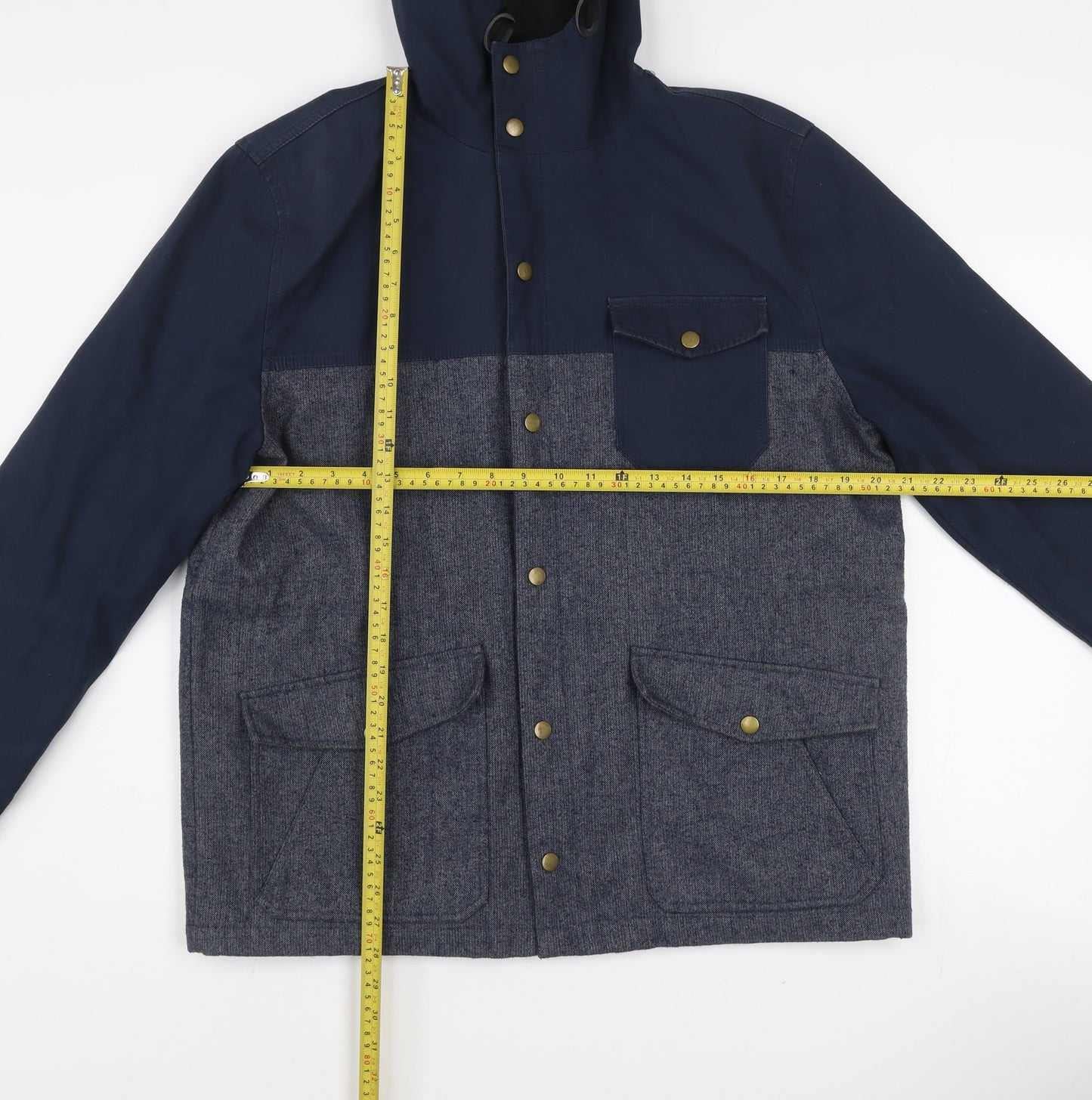 Topman Men’s Blue Hooded Parka Jacket L Cotton Blend