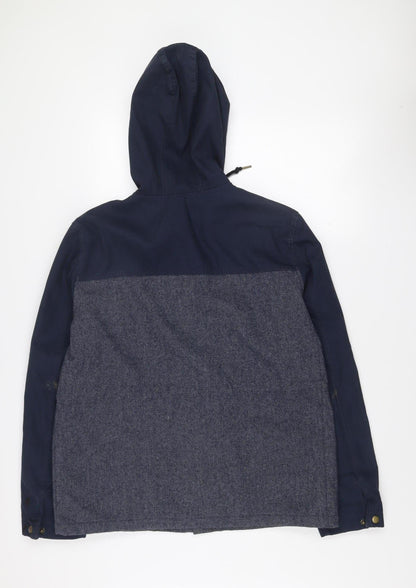 Topman Men’s Blue Hooded Parka Jacket L Cotton Blend