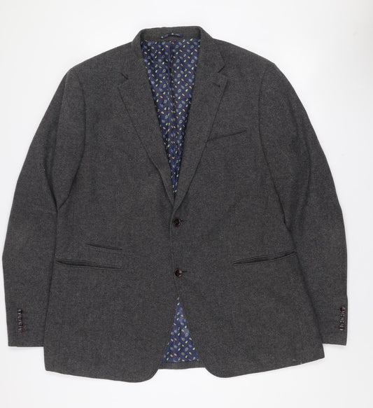 Skopes Men's Grey 46L Wool Blend Two Button Blazer Jacket