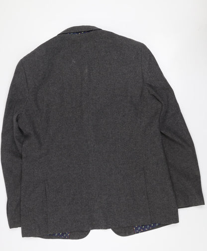 Skopes Men's Grey 46L Wool Blend Two Button Blazer Jacket