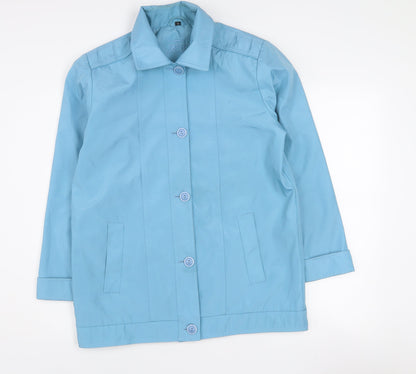 Fapness Women's Blue Mid-Length Rain Coat Size 10 Lined Button Waterproof