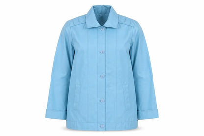 Fapness Women's Blue Mid-Length Rain Coat Size 10 Lined Button Waterproof