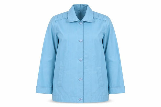 Fapness Women's Blue Mid-Length Rain Coat Size 10 Lined Button Waterproof