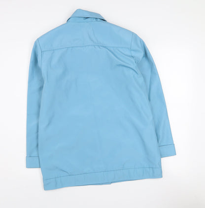 Fapness Women's Blue Mid-Length Rain Coat Size 10 Lined Button Waterproof