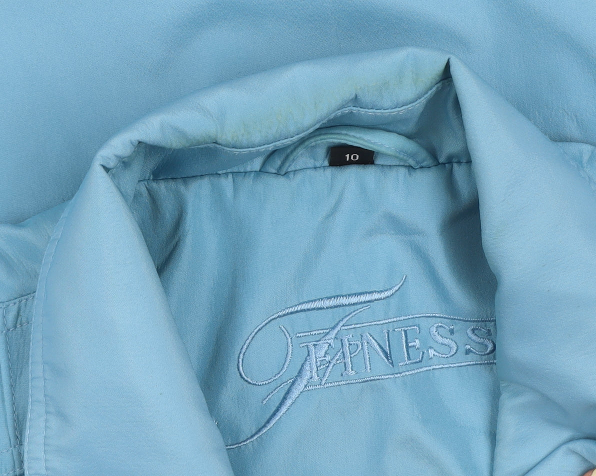 Fapness Women's Blue Mid-Length Rain Coat Size 10 Lined Button Waterproof