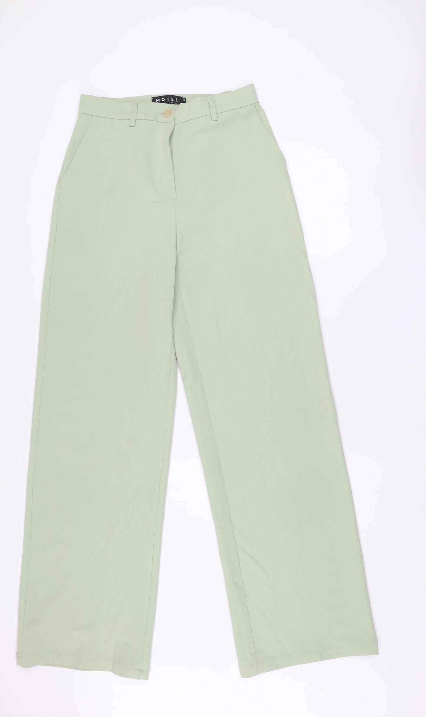 Motel Women’s Green XS Straight Leg Stretch Trousers