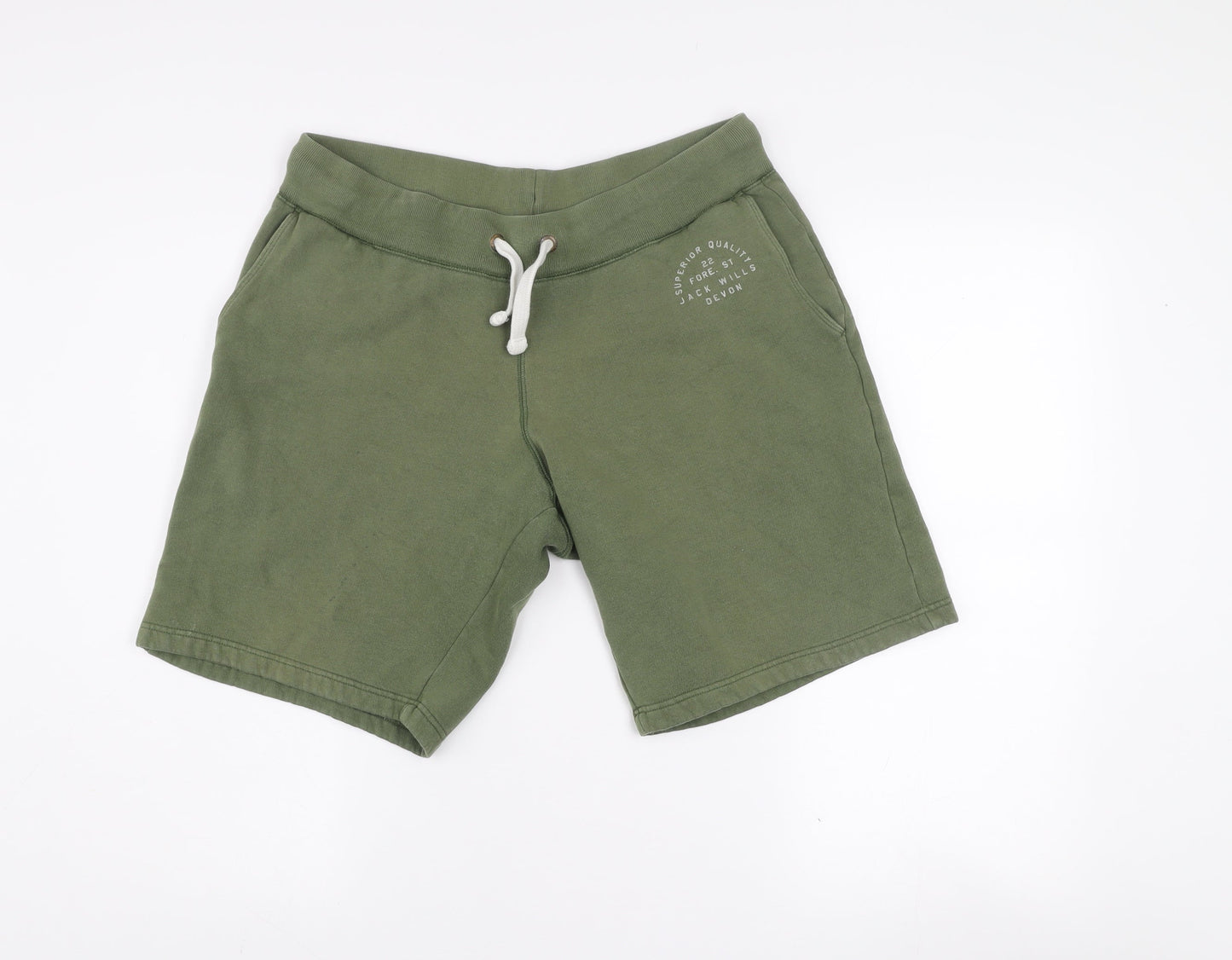 Jack Wills Men's Green Sweat Shorts M Regular Fit Drawstring Pockets