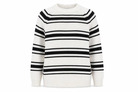 ZARA Womens White Black Striped Cotton Knit Jumper Size S