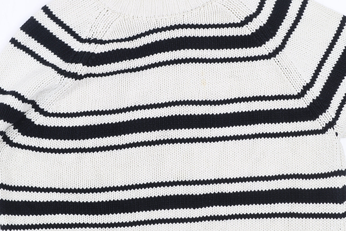 ZARA Womens White Black Striped Cotton Knit Jumper Size S