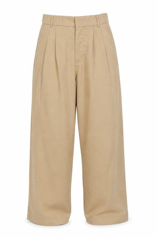Zara Women Beige XS Wide-Leg Trousers Cotton Blend
