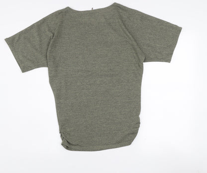 Apricot Women’s Grey Short Sleeve Boat Neck Basic T-Shirt M