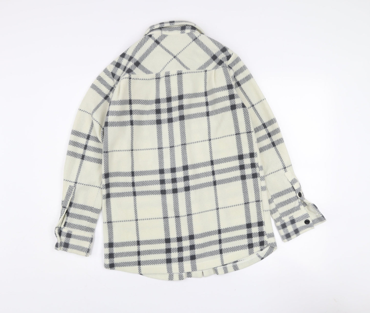 John Lewis Women White Check Fleece Button-Up Shirt XS