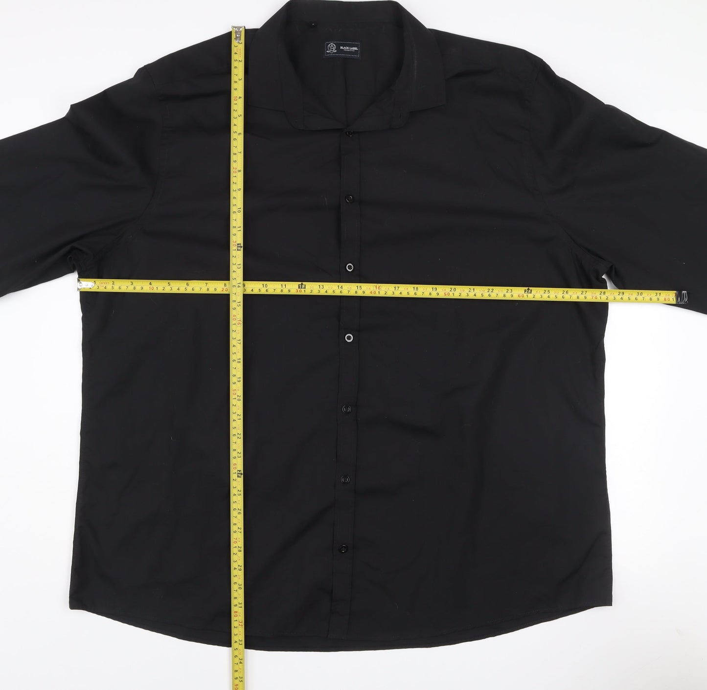 Black Label Men's Black 2XL Long Sleeve Cotton Button-Up Shirt